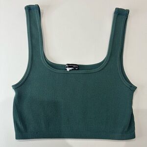 Zara Teal Ribbed Crop Tank Top